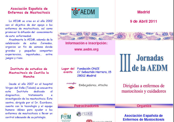 AEDM - III Jornadas para enfermos de mastocitosis y cuidadores