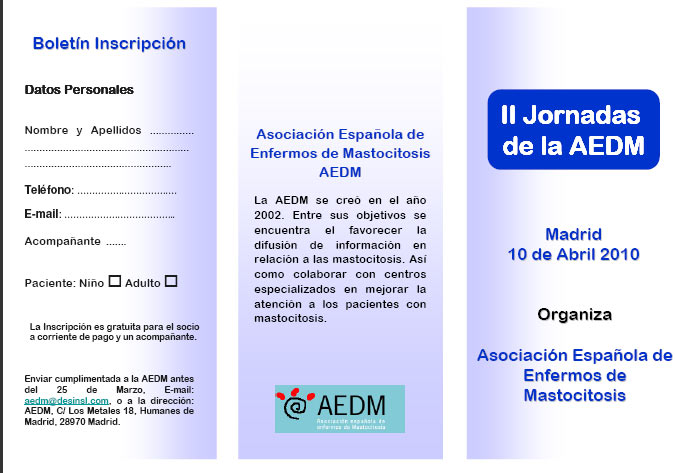 AEDM - II Jornadas para enfermos de mastocitosis y cuidadores